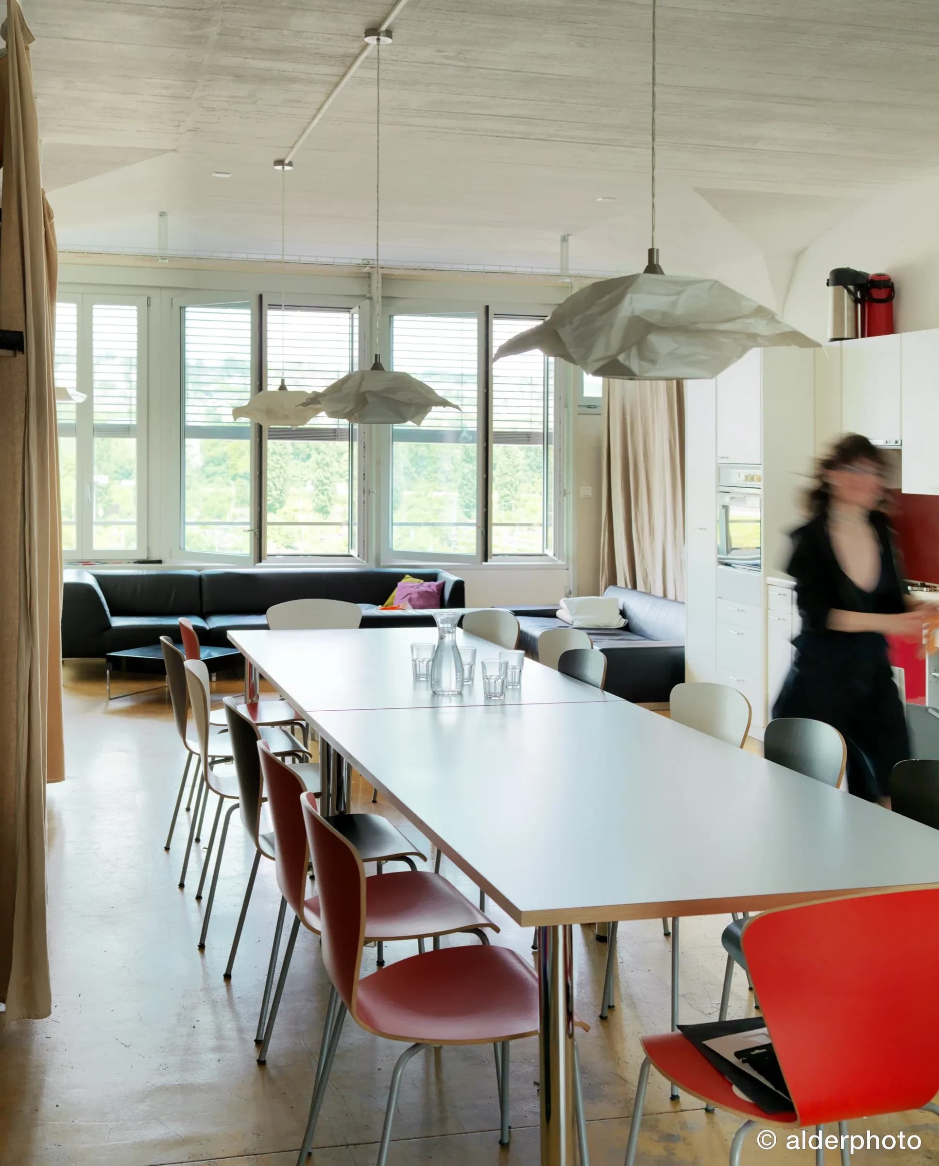 The kitchen in use